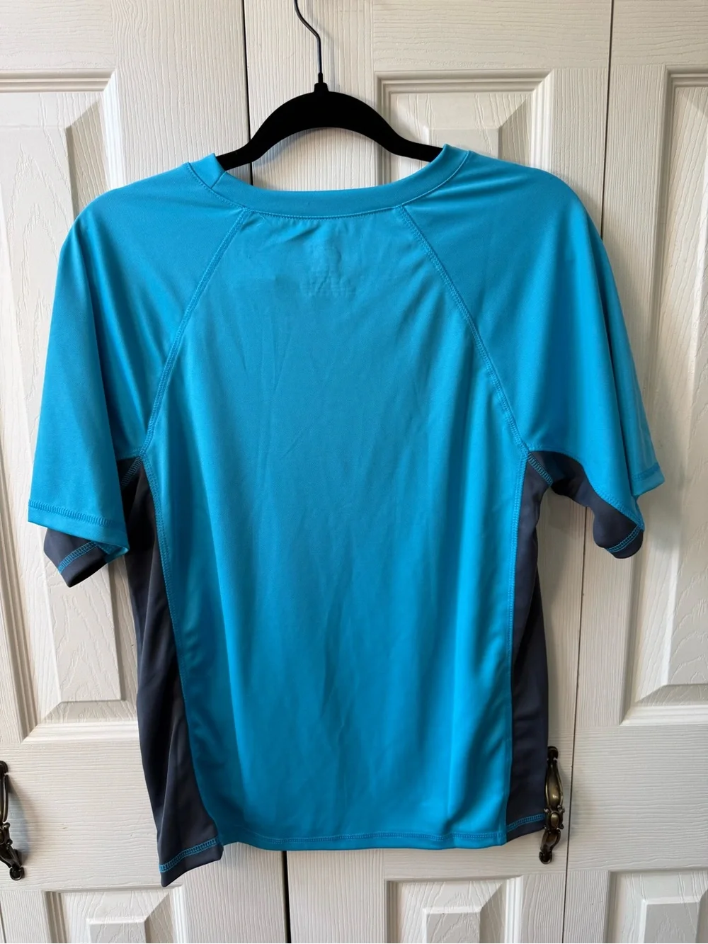 Kanu Surf Neon Blue UPF 50+ Rash Guard Swim Shirt Mens Size Small